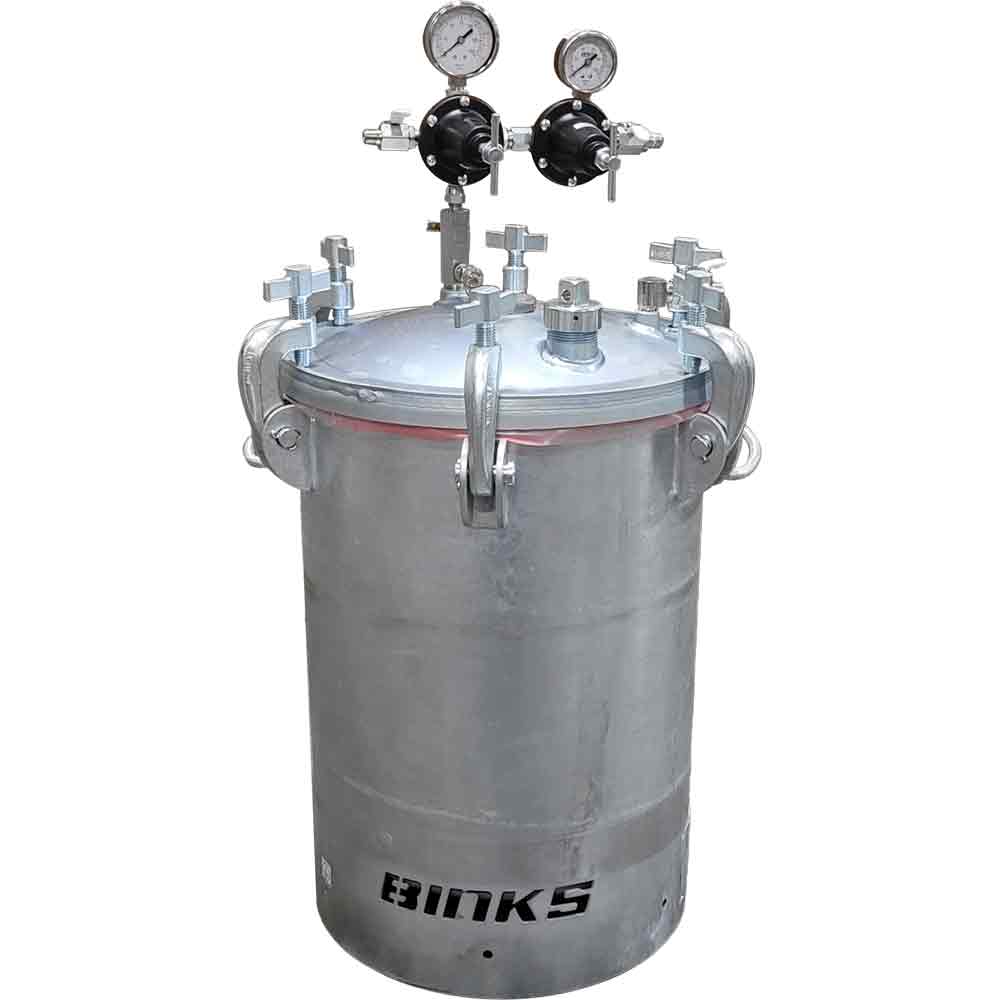 BINKS PRESSURE TANK ASS&#39;LY, 10
GALLON (11.8g CAPACITY),
GALVANIZED, NON-AGITATED, 2
REGULATORS