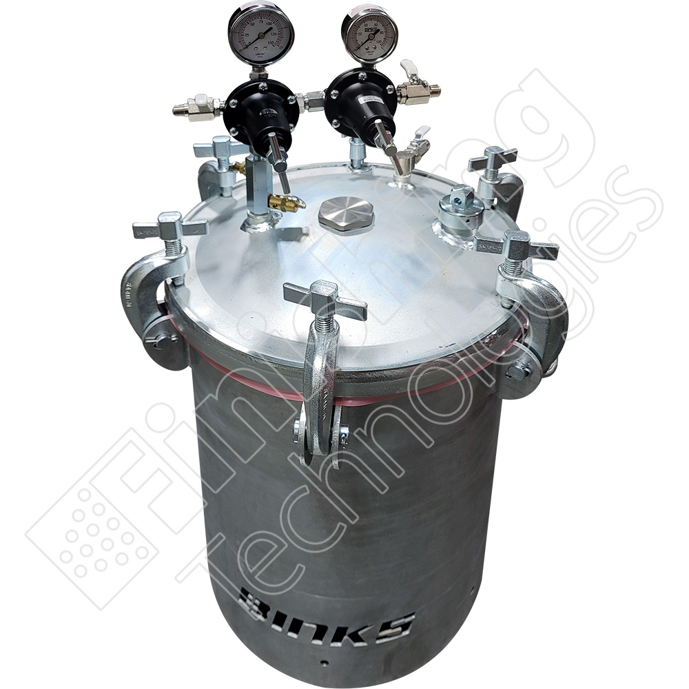 BINKS GALVANIZED PRESSURE TANK
ASS&#39;Y 5 GALLON (9.8g CAPACITY)
NON-AGITATED, 2 REGULATORS