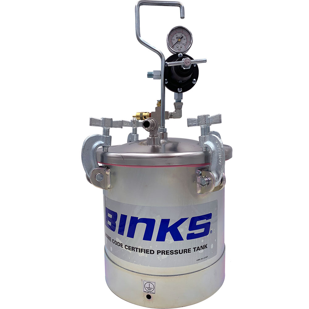 BINKS 2.8GAL ZINC PRESSURE POT SS LID 1 REGULATOR NO AGITATOR