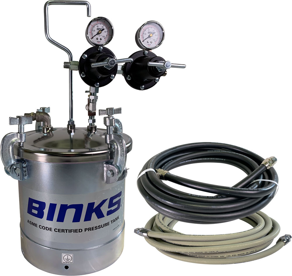 BINKS 2.8 GAL ZINC TANK W/SS  LID ASME PRESSURE TANK 2 REG 