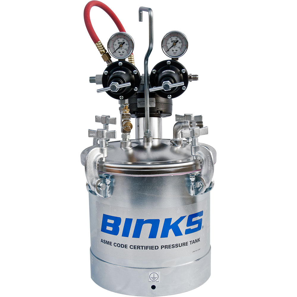 BINKS 2.8GAL ZINC PRESSURE POT 2 REGULATORS, 1 AGITATOR