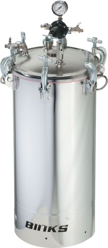 BINKS 10 GALLON PRESSURE TANK STAINLESS STEEL NON-AGITATED,