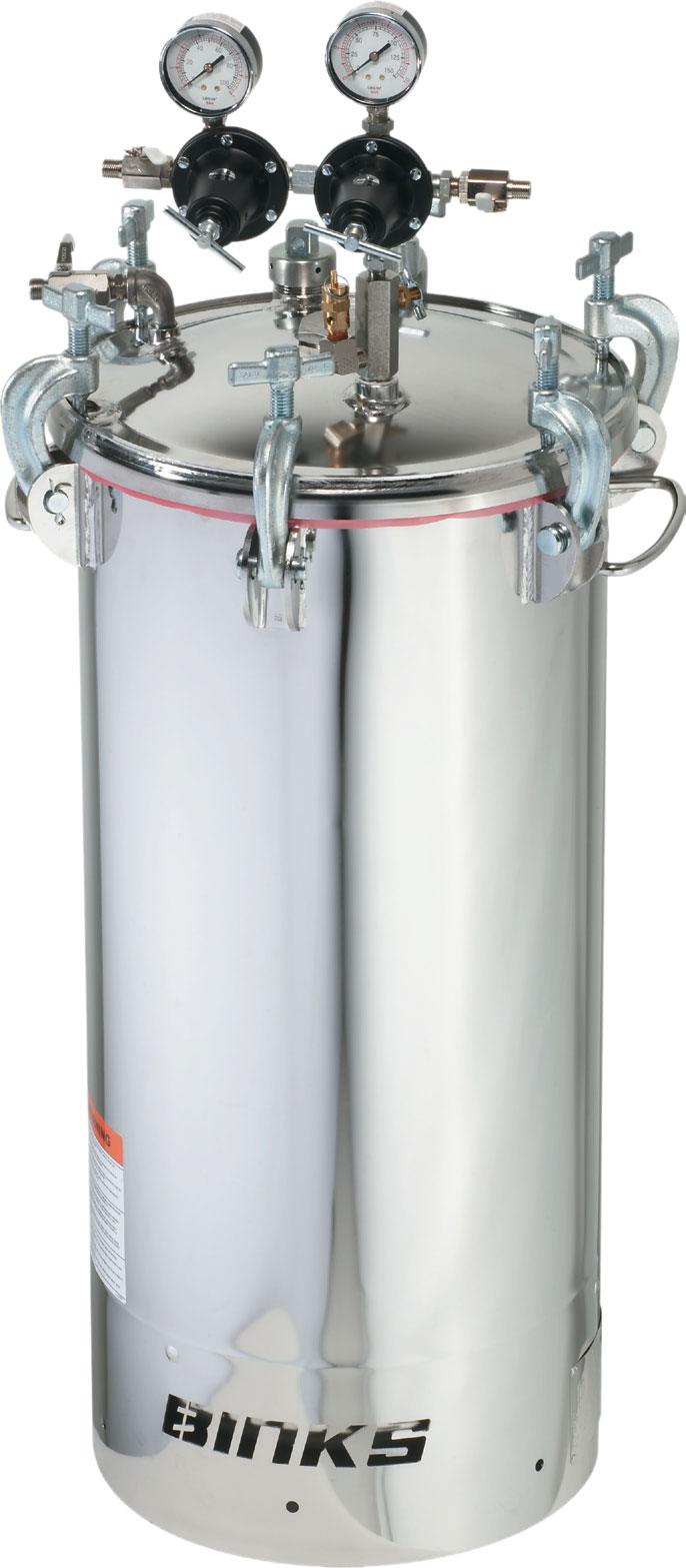 BINKS 10 GALLON PRESSURE TANK STAINLESS STEEL NON-AGITATED,