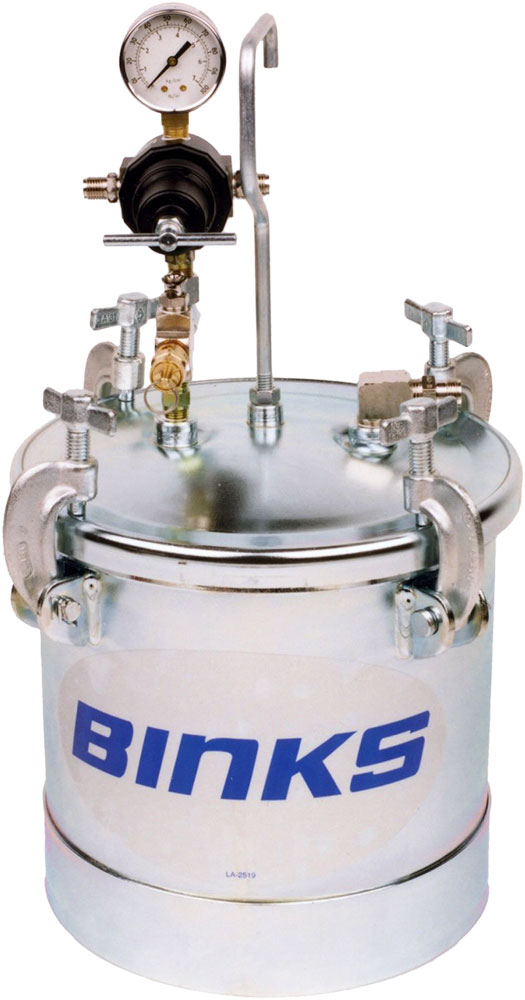 BINKS 2.8GAL ZINC PRESSURE POT 1 REGULATOR, NO AGITATOR