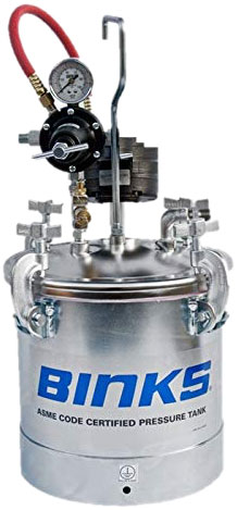 BINKS 2.8GAL ZINC PRESSURE POT 1 REGULATOR, 1 AGITATOR