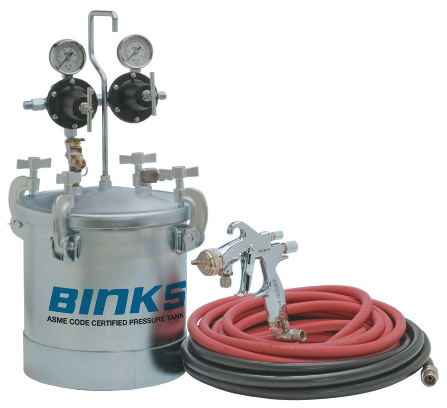 BINKS SV100P HVLP 2-GAL
PRESSURE FEED OUTFIT