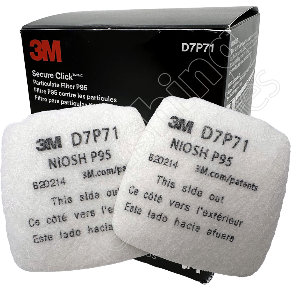 3M SECURE CLICK PARTICULATE 
FILTER P95 D7P71, 200 EA/CASE, 
20 EA/CARTON