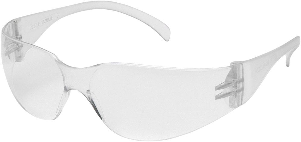 CLEAR SAFETY GLASSES 4100 
SERIES, CLEAR TEMPLES, 
INTRUDER